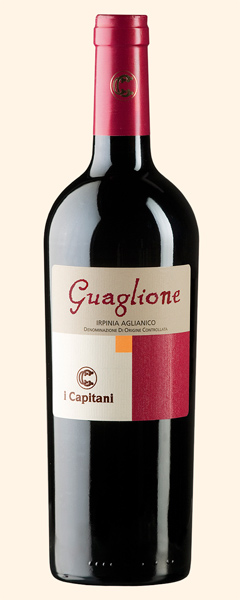 Bottle of young fruit aglianico red wine Guaglione I Capitani